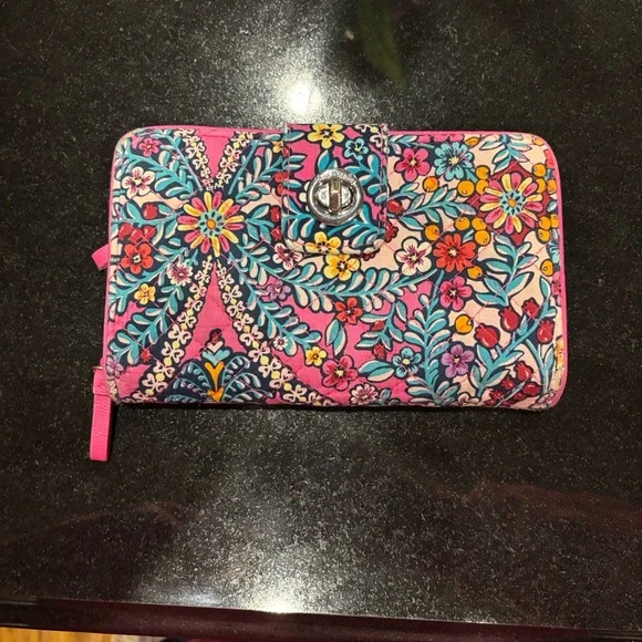 Vera Bradley Pink and Blue Floral Wallet - Picture 3 of 4